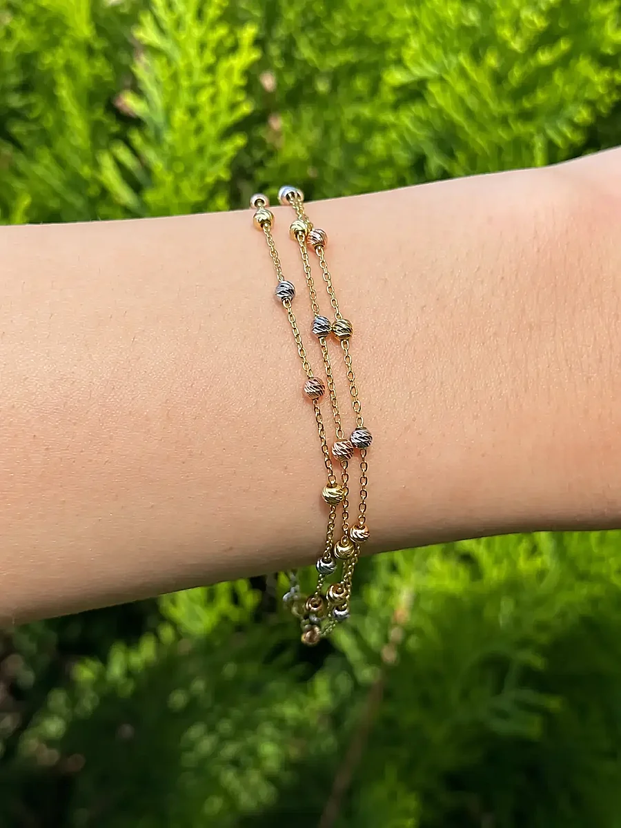 14 Ayar Altın Üçlü Dorika Model Bileklik