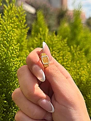 8 Ayar Altın 3 Şeritli Küpe - 2