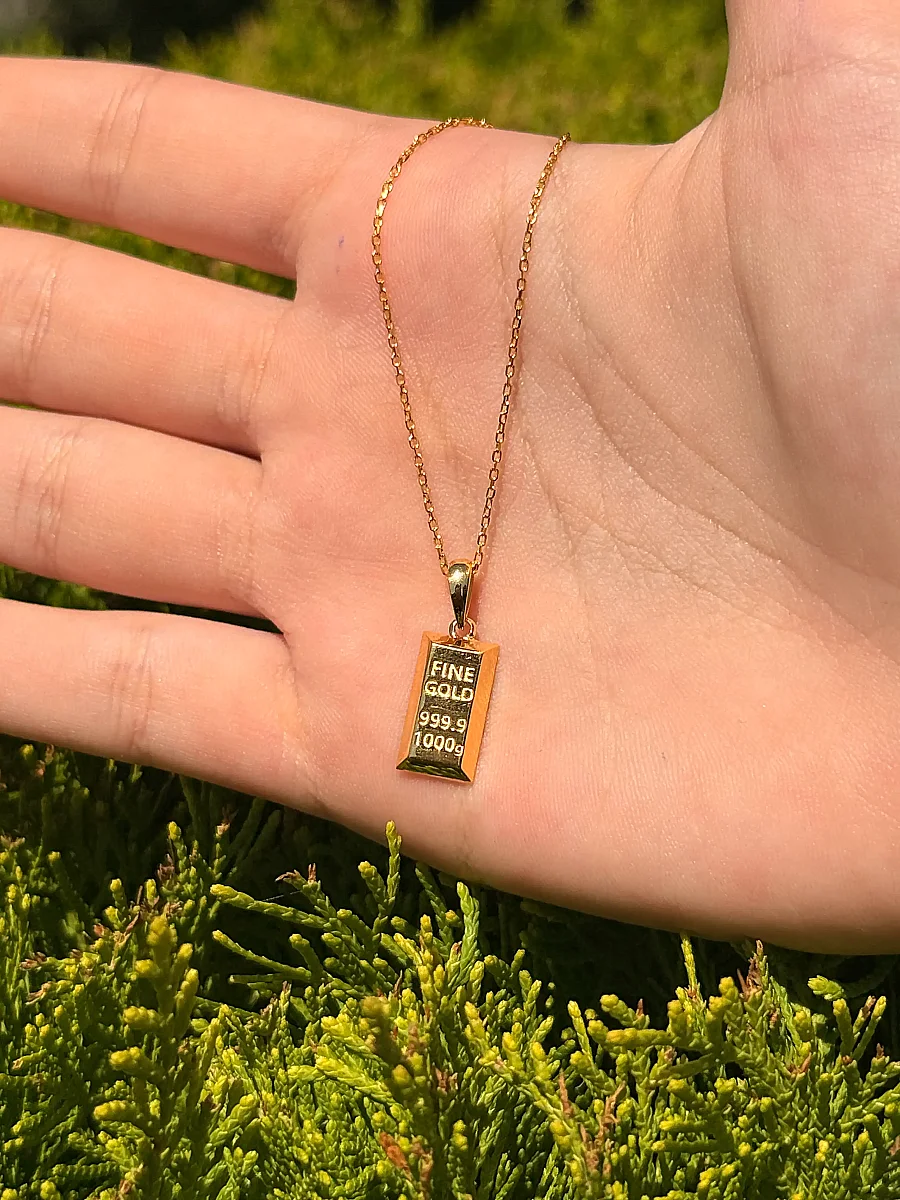 8 Ayar Gold Mini Külçe Kolye